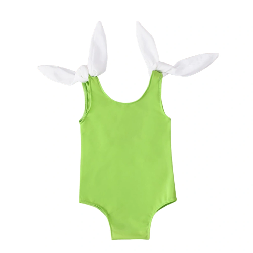 Kids One-Piece Swimsuits, U-Neck Sleeveless Swimwear with Bowknot