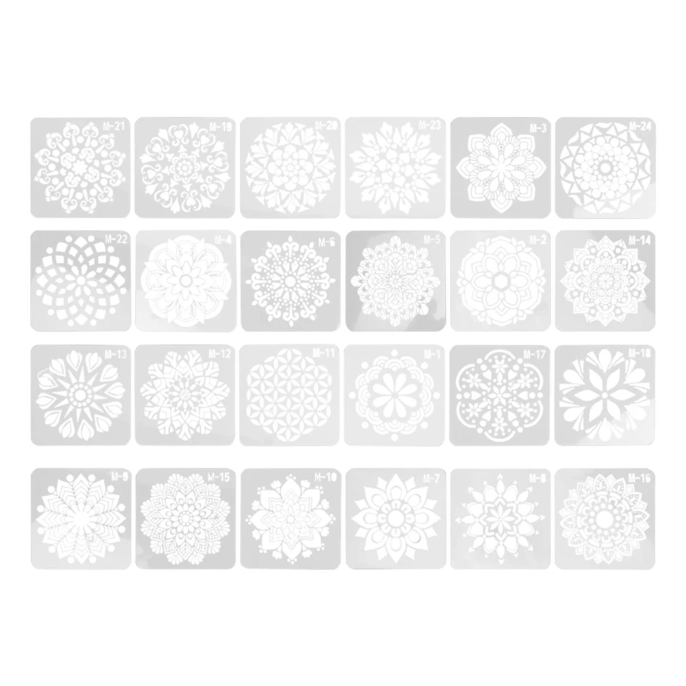 24pcs Mandala Stencil 24 Styles Hollow DIY Painting Template for Furniture Stone Wood