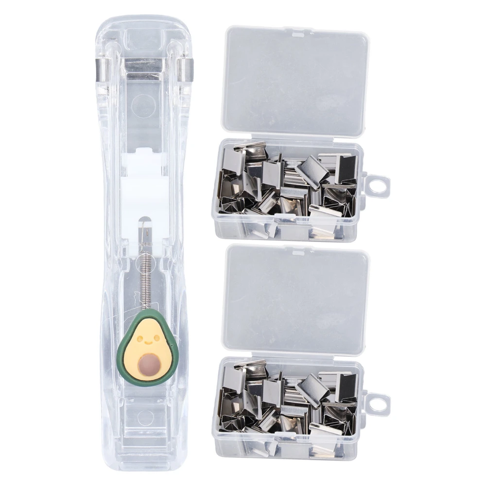 Paper Clam Easy Operation Strong Clamping Durable Plastic Multi Purpose Handheld Paper Clip Dispenser for Document Notes Avocado Style and 2 Boxes of Clips