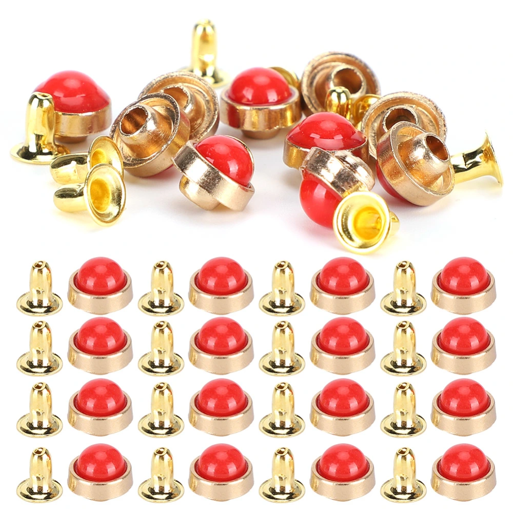 100 Sets Color Crystal Rivet 8MM DIY Zinc Alloy Decoration Studs for Luggage Clothing ShoesRed