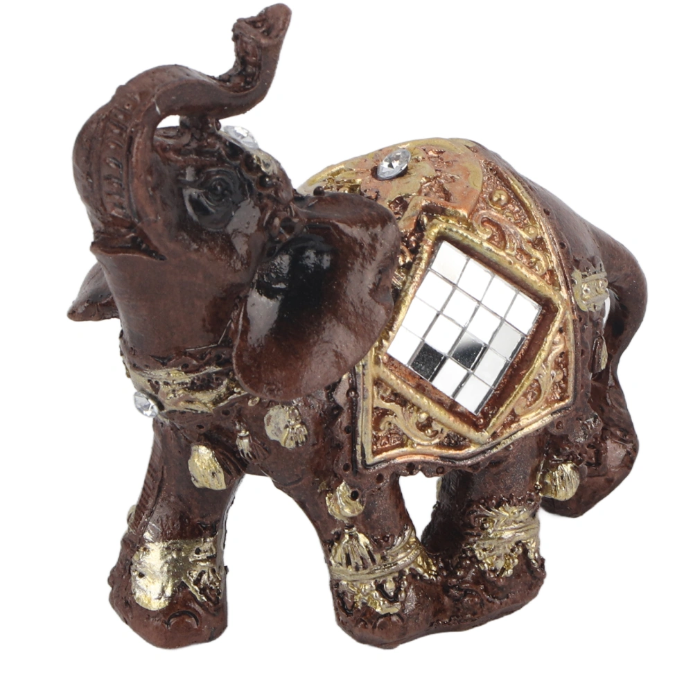 Lucky Feng Shui Wood Grain Elephant Statue Sculpture Wealth Figurine Gift Home Decoration (S)