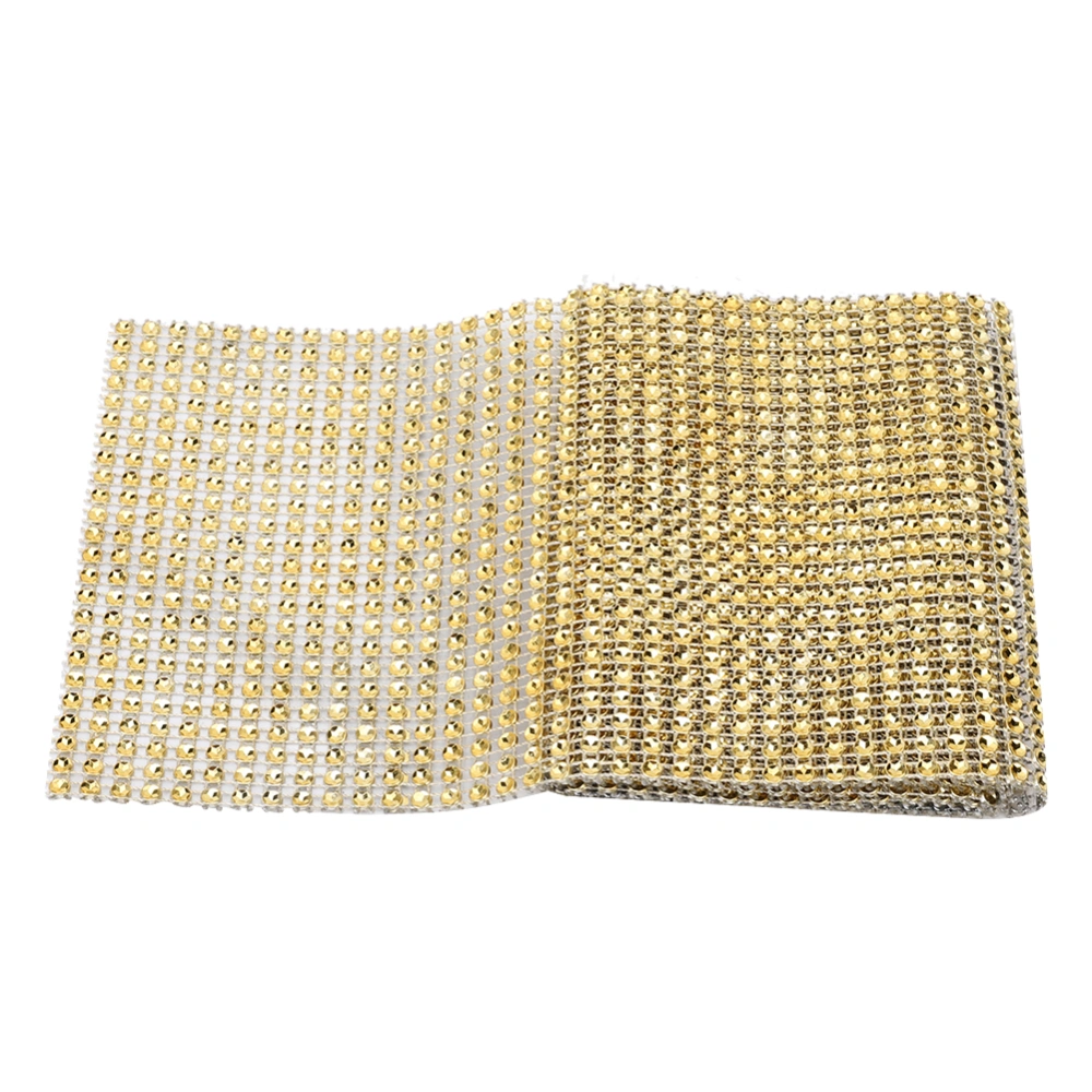 24 Rows Plastic Rhinestone Mesh Ribbon Sewing Trim Garment Accessories DecorationGold