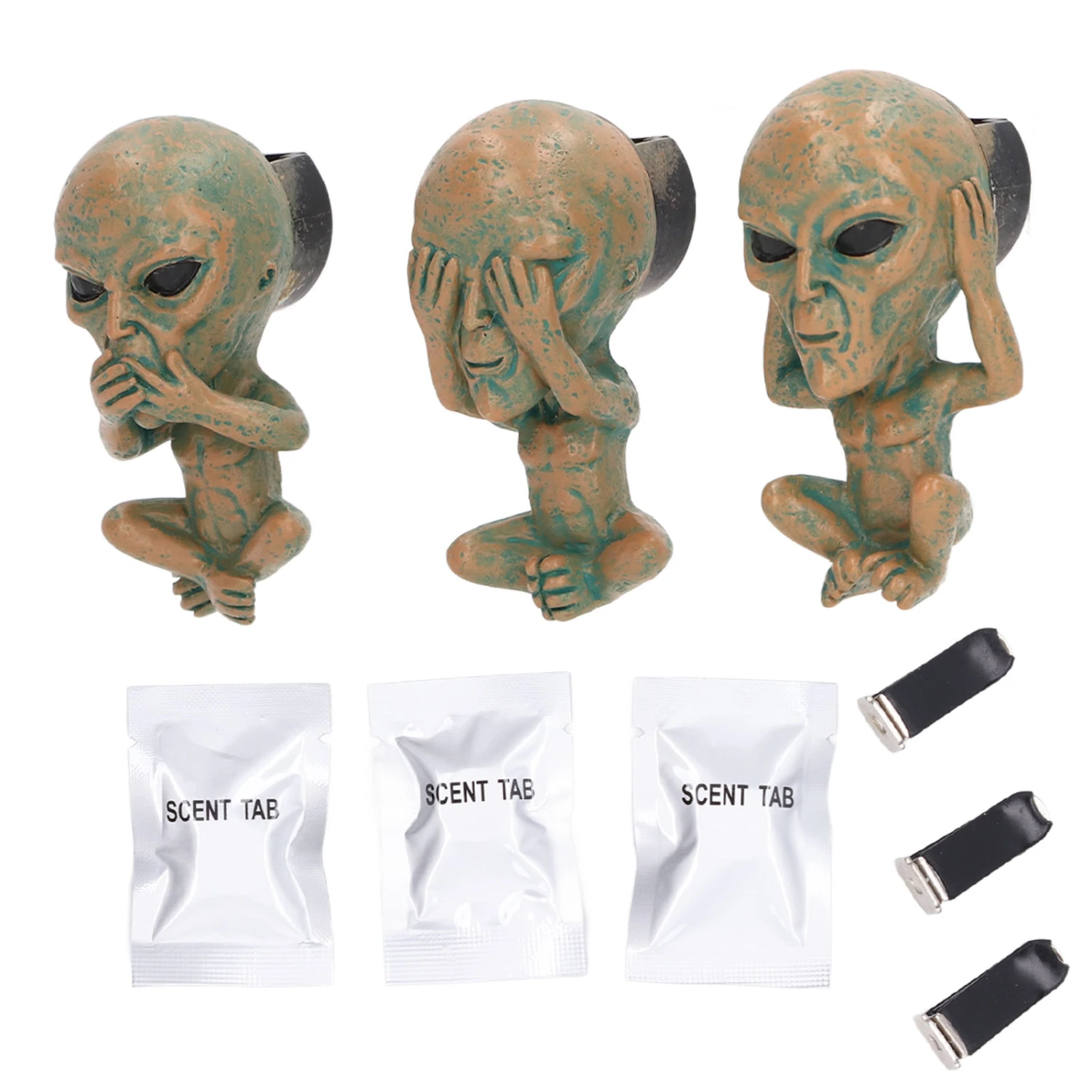 3 Piece Car Air Vent Clips Alien Shape Removable Rotatable Resin Car Smell Air Freshener for Automobile