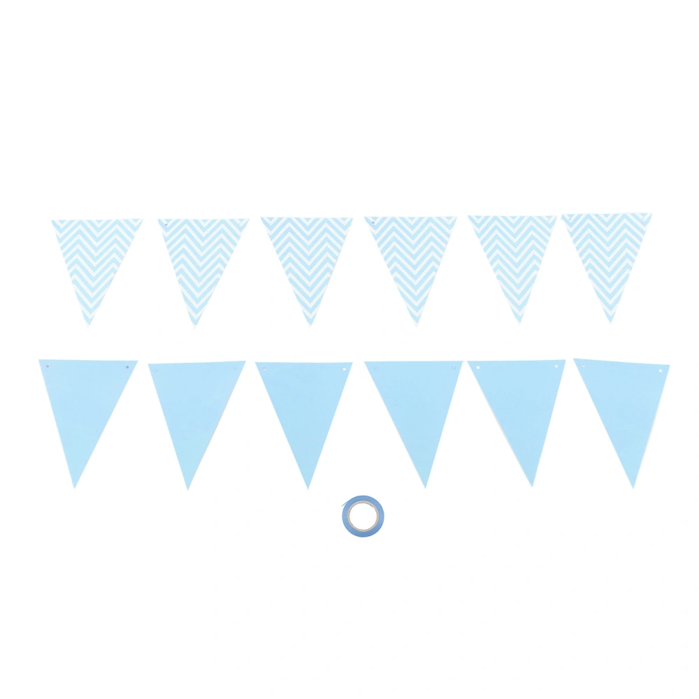 Pennant Wedding Room Children's Room Birthday Party Dress Up Supplies Wavy Pull Flag Pennant BuntingBlue