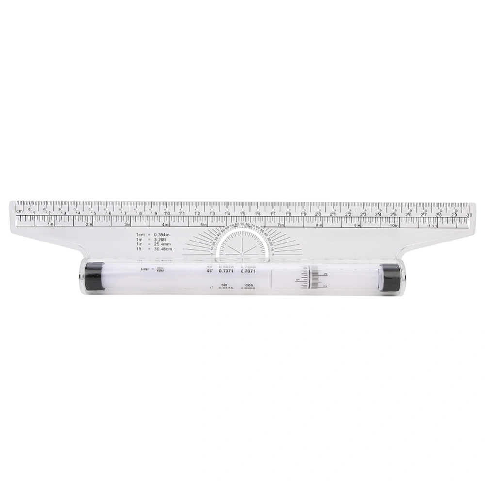 30cm 11.8in Parallel Rolling Ruler Multi Purpose Clear Drawing Glider Professional Compass Protractor