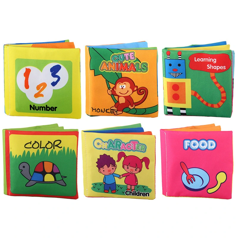 6Pcs Baby Bath Books Washable Colorfast Safe Fabric Rustle Sound Waterproof Baby Books for Early Education Games