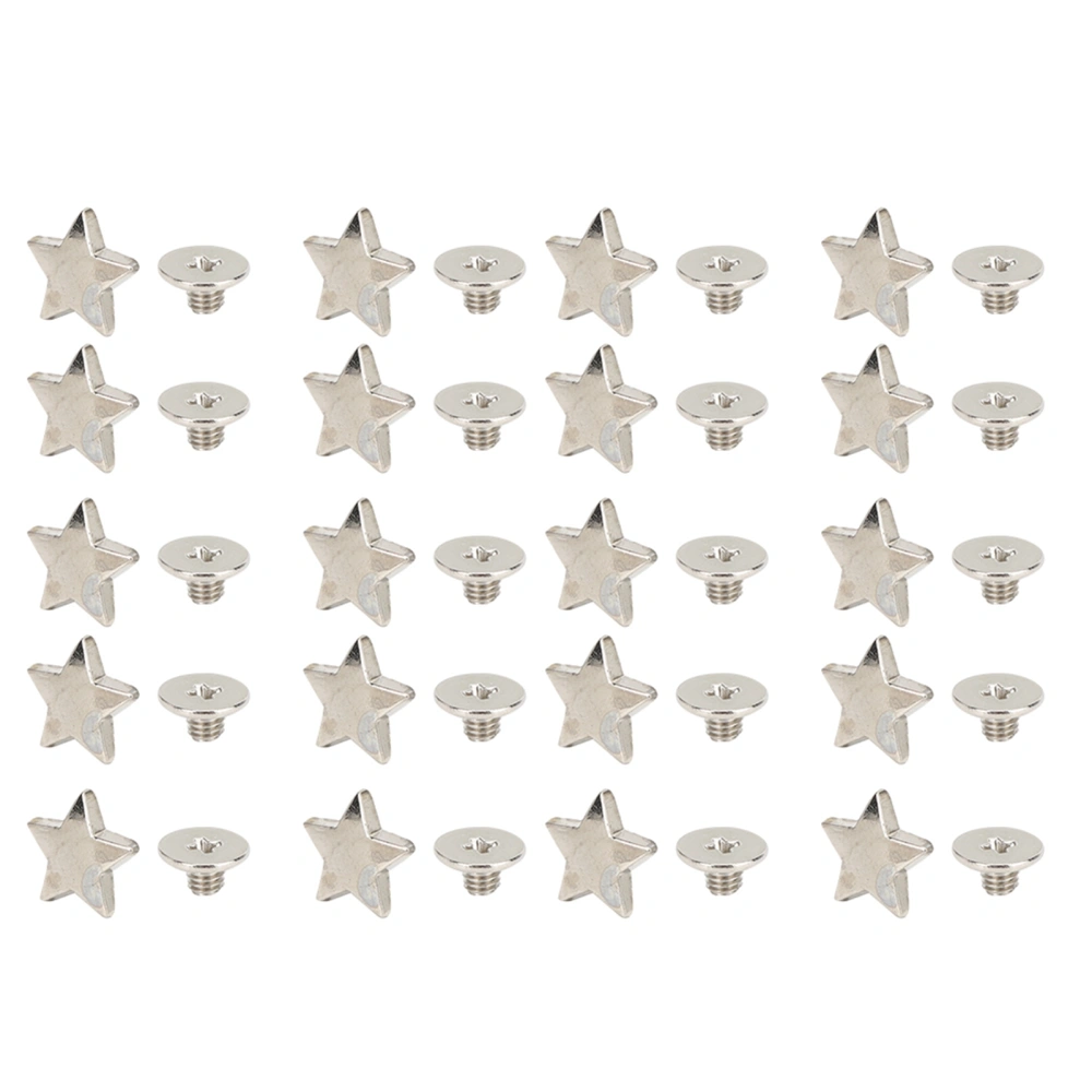 20Pcs Star Shape Rivet Stud Button DIY Clothes Shoes Decoration Accessories with Screws Silver