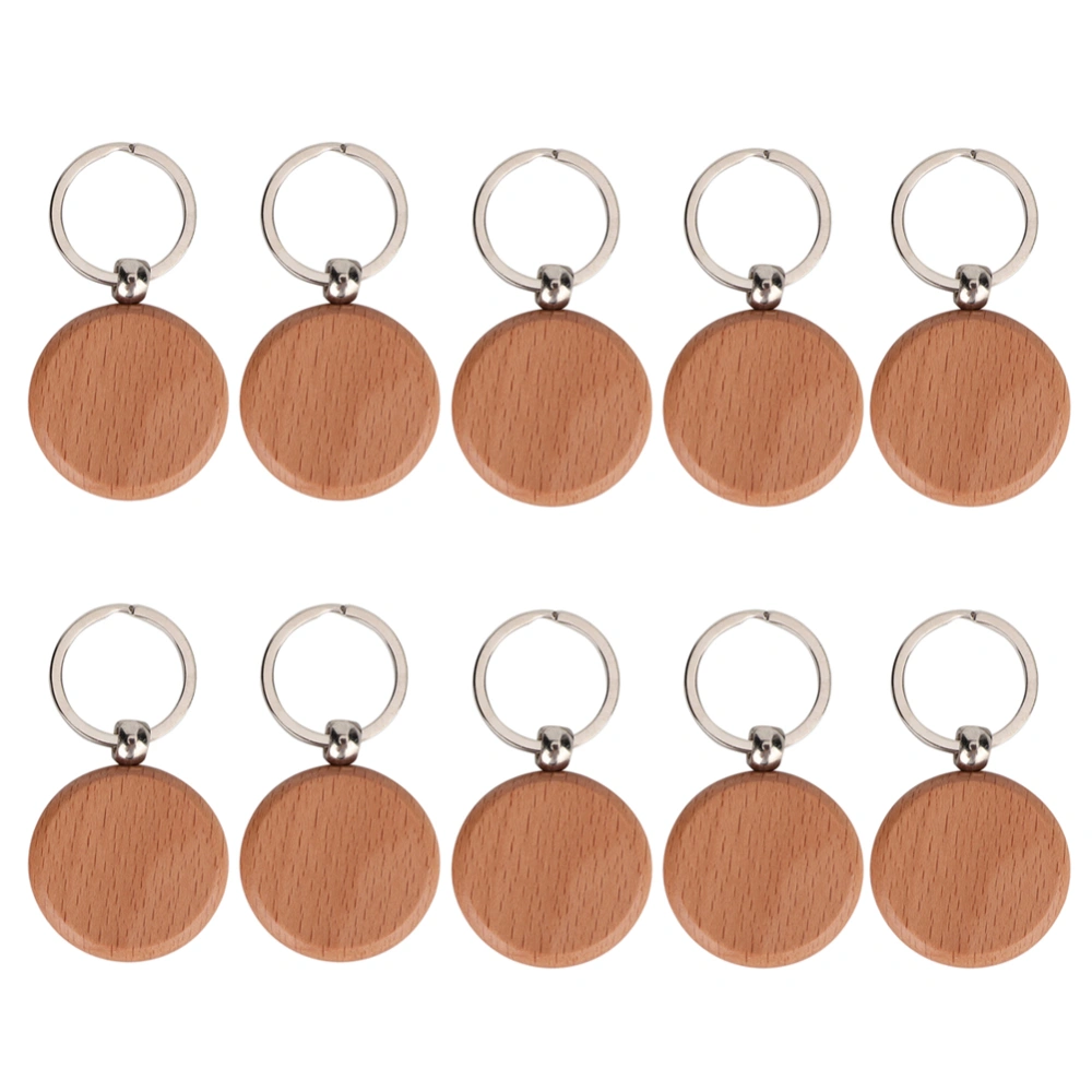 10PCS Beech Wood Key Chain Key Tags Keychains DIY Clothing Bag Decoration