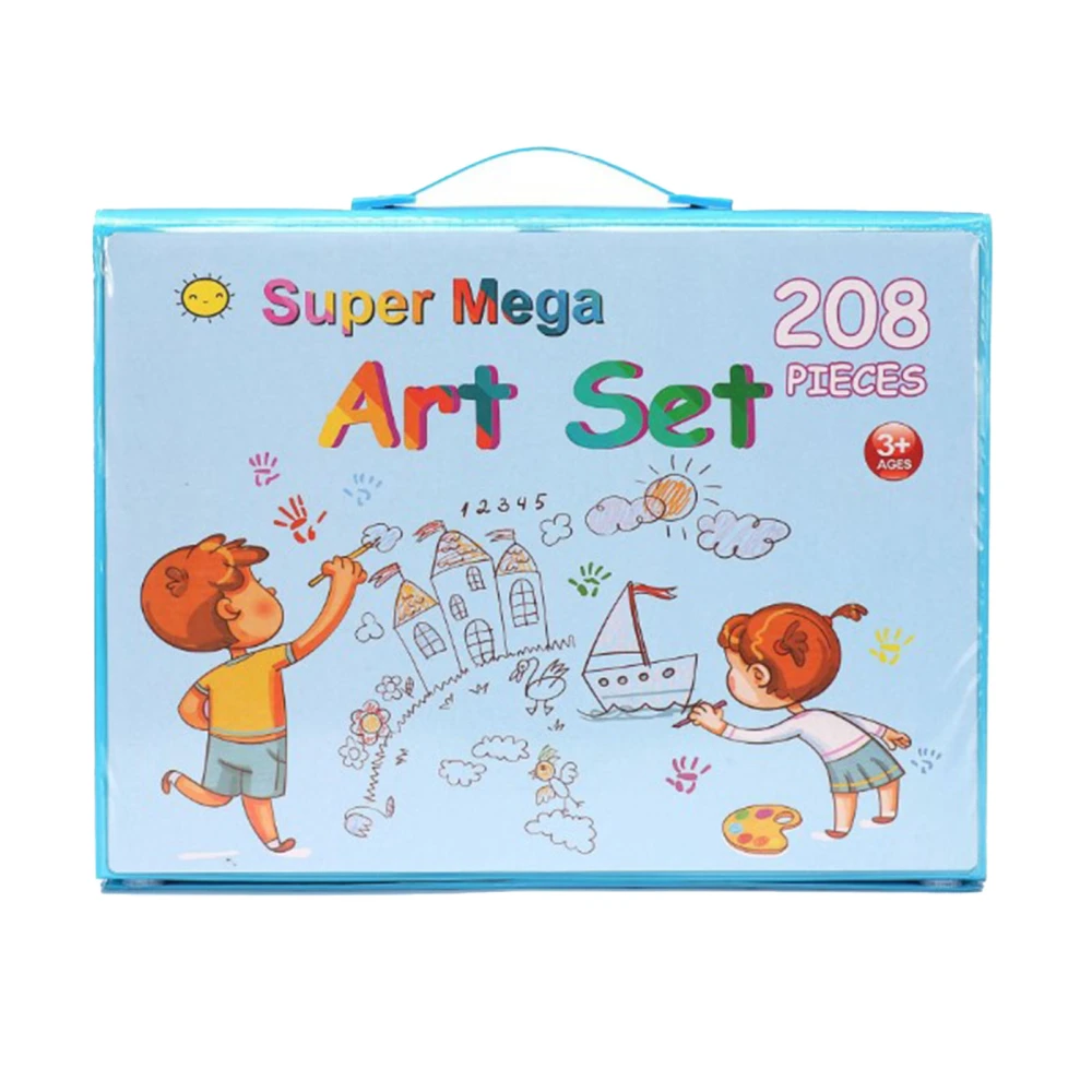 208 Pcs Children Drawing Kit Safe Washable Environmentally Friendly Kids Art Painting Set Gift