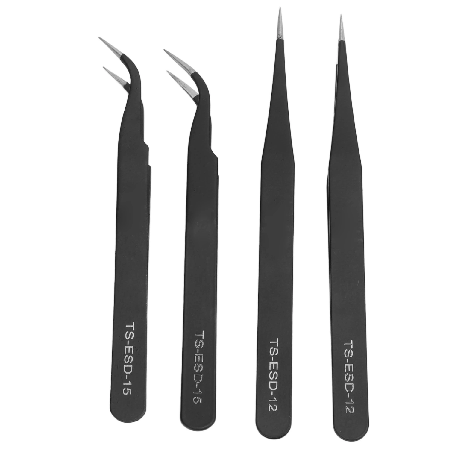4 Pcs Accurate Tweezers Stainless Steel Inclined Tip Tweezers Straight Pliers Curved Pliers Sewing Tools