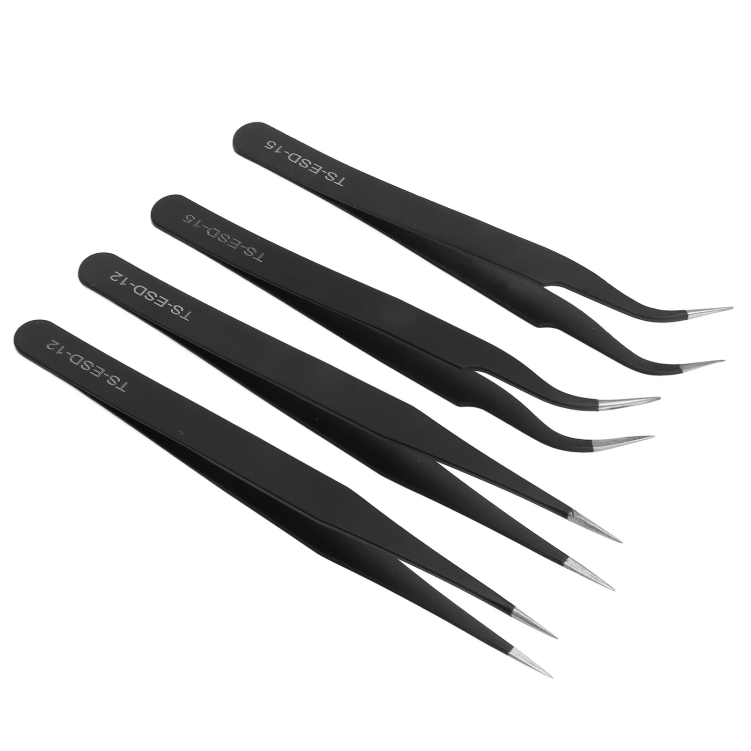 4 Pcs Accurate Tweezers Stainless Steel Inclined Tip Tweezers Straight Pliers Curved Pliers Sewing Tools