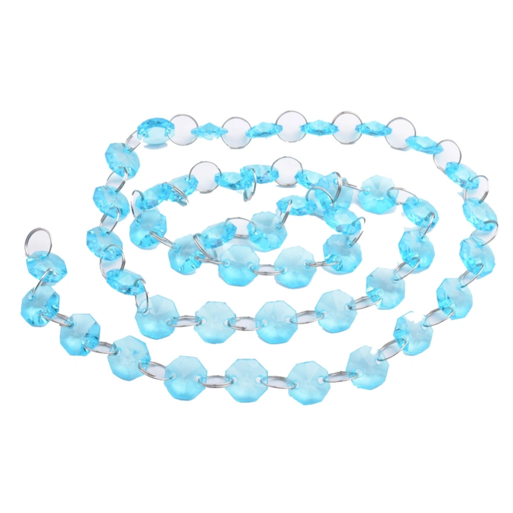 1m Acrylic Crystal Octagon Beads Strands Wedding Christmas Party Hanging Decoration (Blue)