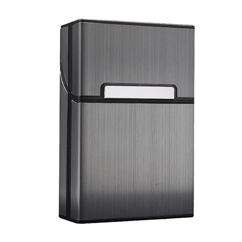 Cigarettes Case Gray Exquisite Magnetic Closure Brushed Process Aluminum Cigarette Case Holder