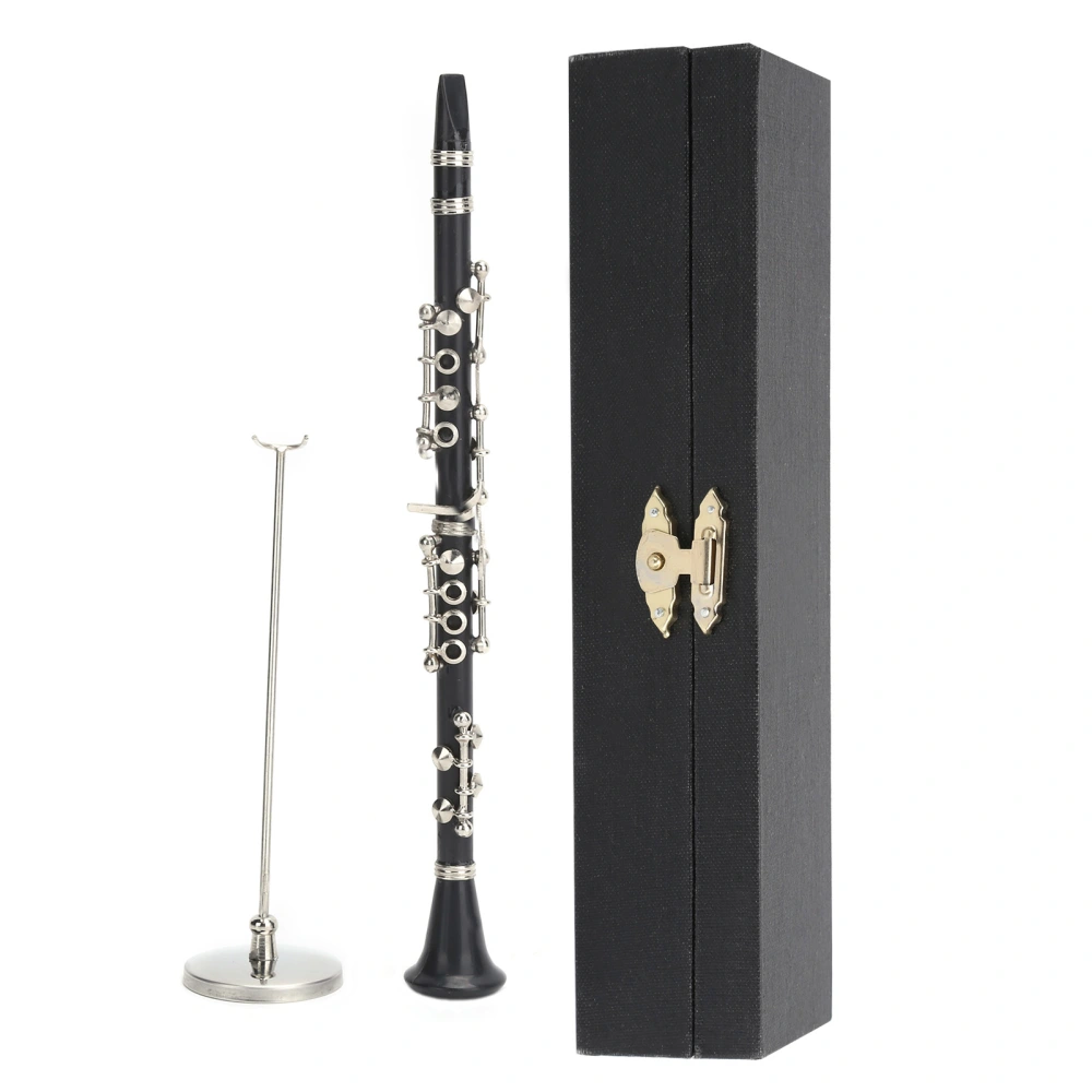 Mini Flute Model with Base Miniature Musical Instrument Ornaments Craft Collection