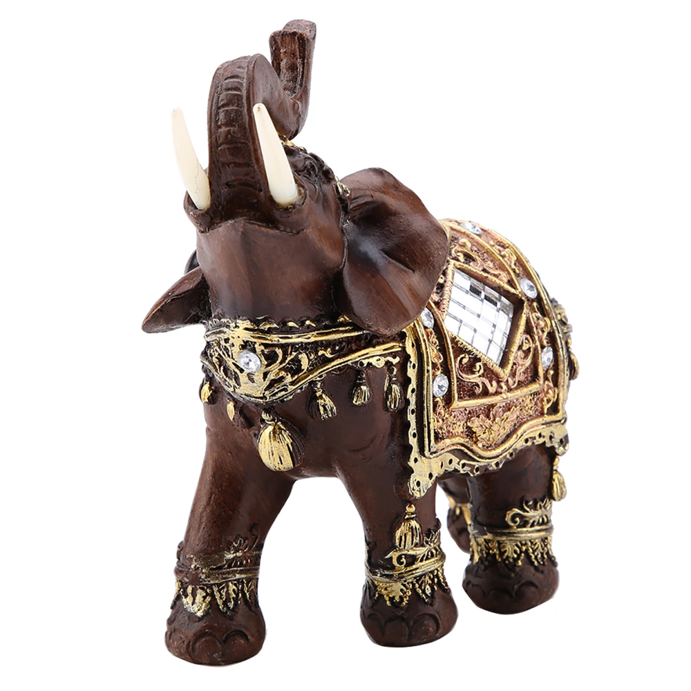 Lucky Feng Shui Wood Grain Elephant Statue Sculpture Wealth Figurine Gift Home Decoration (L)