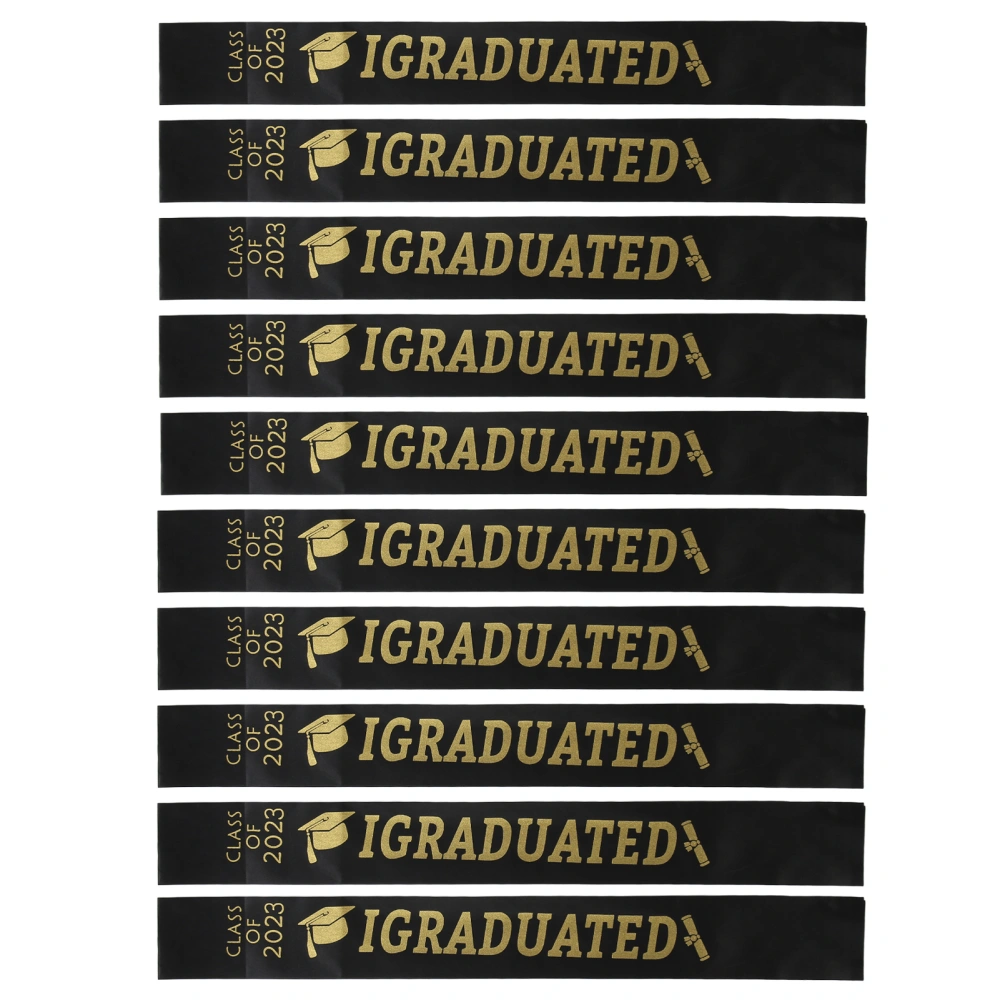 10Pcs Graduation Sash Class of 2023 Stole with Gold Glitter Letter I Graduated for Party