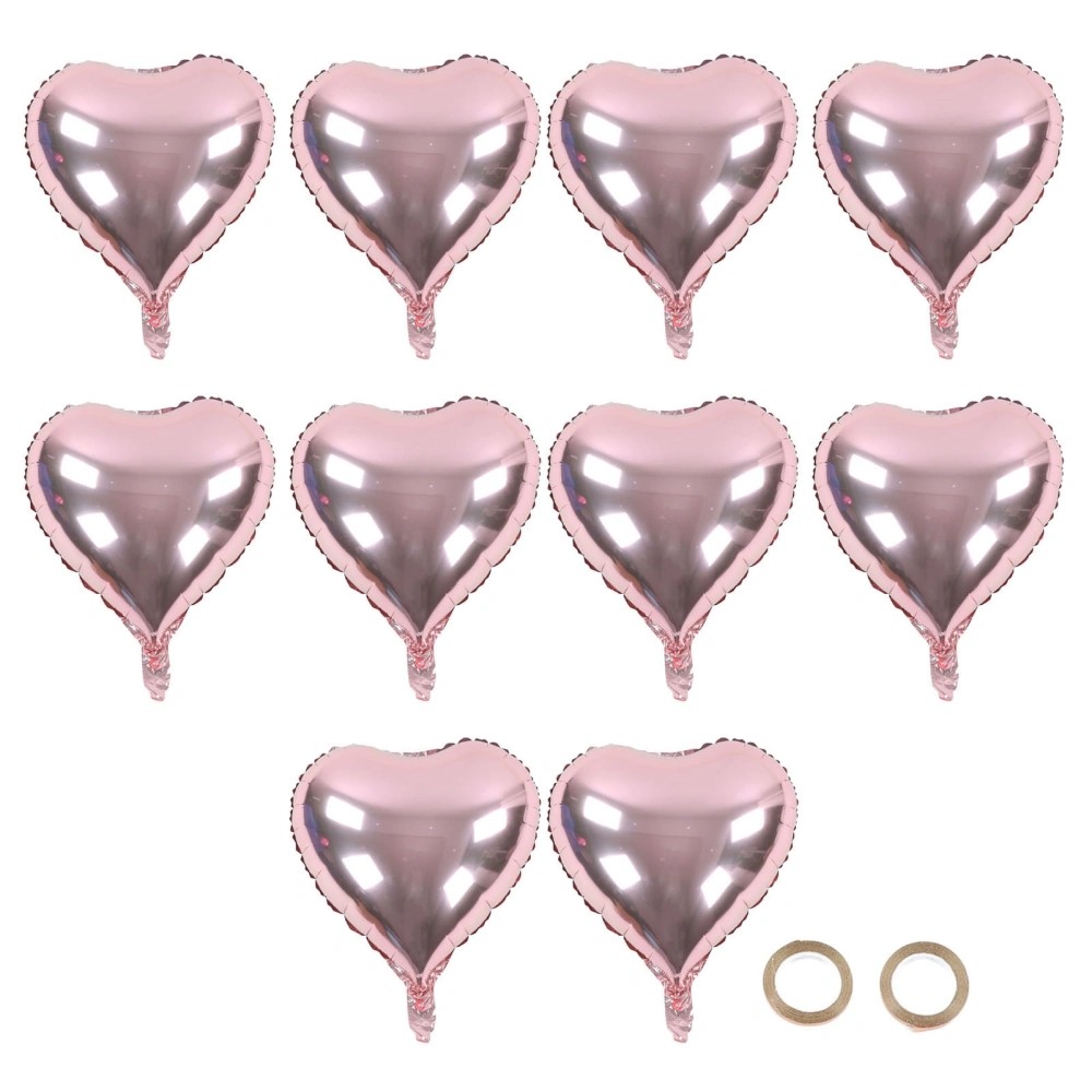 10Pcs Heart Shape Foil Balloons High Toughness Metallic Luster Odorless Rose Gold Balloons for Parties Anniversaries