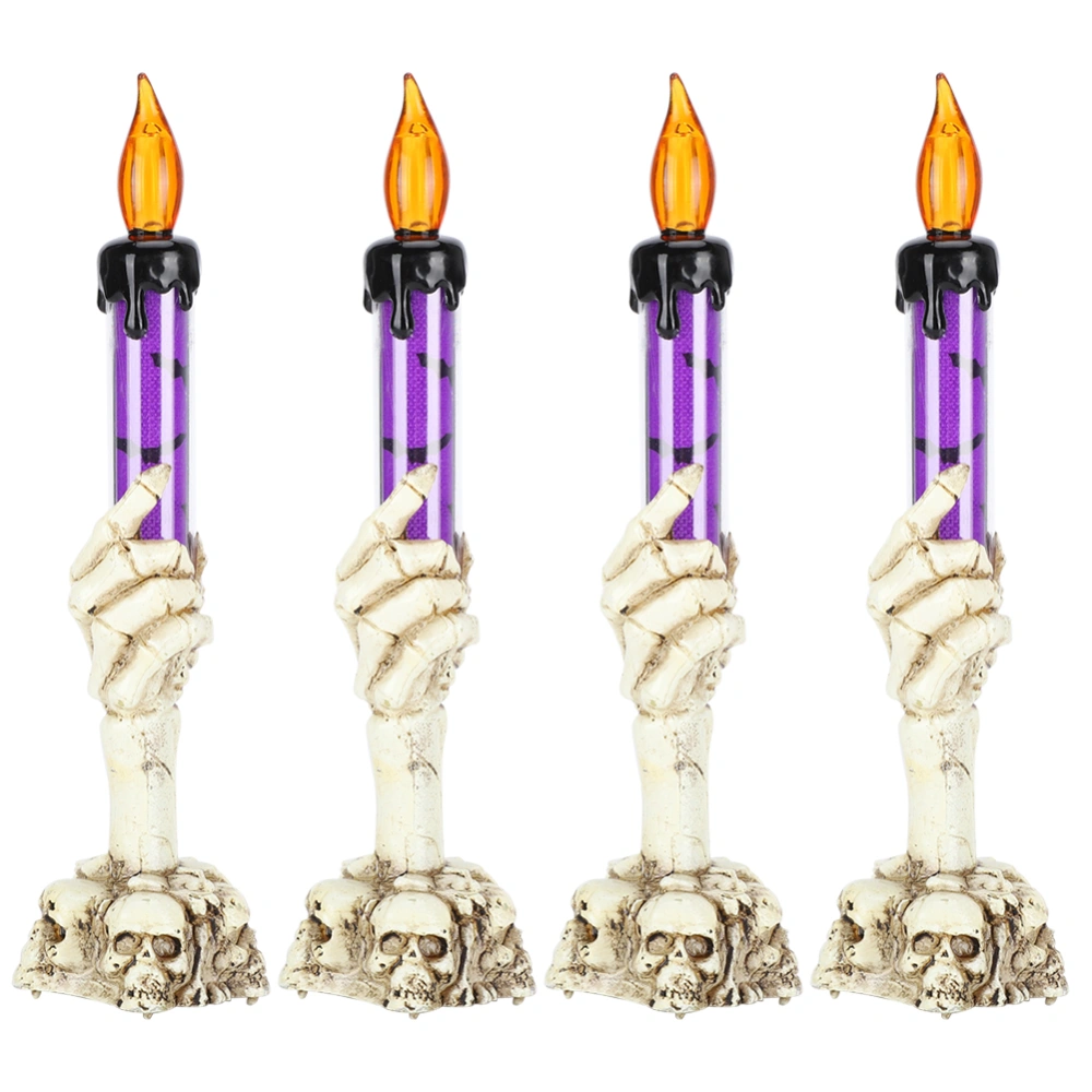 4Pcs Halloween Candlestick Candle Light Simulation Flame Evil Hand Bar Layout Decoration