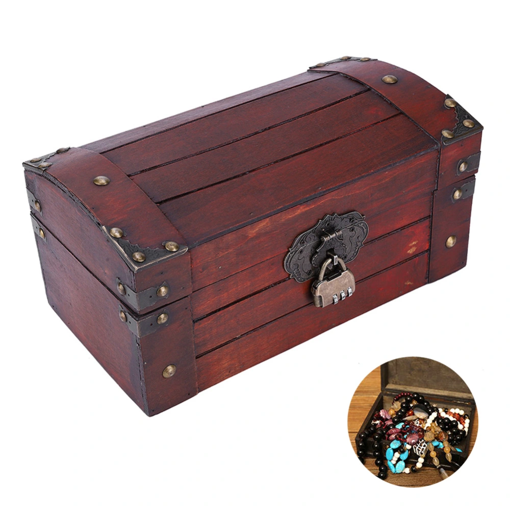 Vintage Wooden Storage Box Retro Hand Made Exquisite Jewelry Craft Collection Case(S with Password Lock )