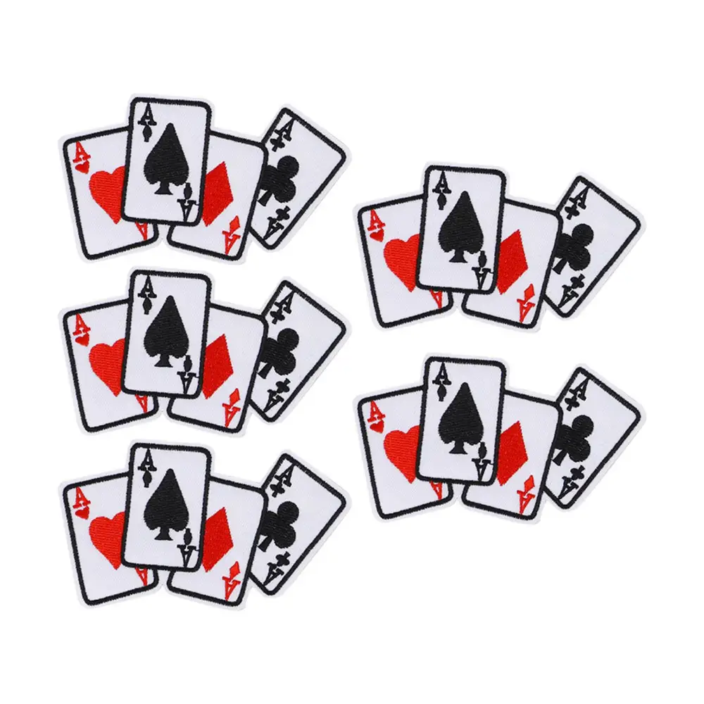 5pcs Poker Ace Clothes Patch Iron On Playing Card Applique DIY T shirt Fabric Sticker