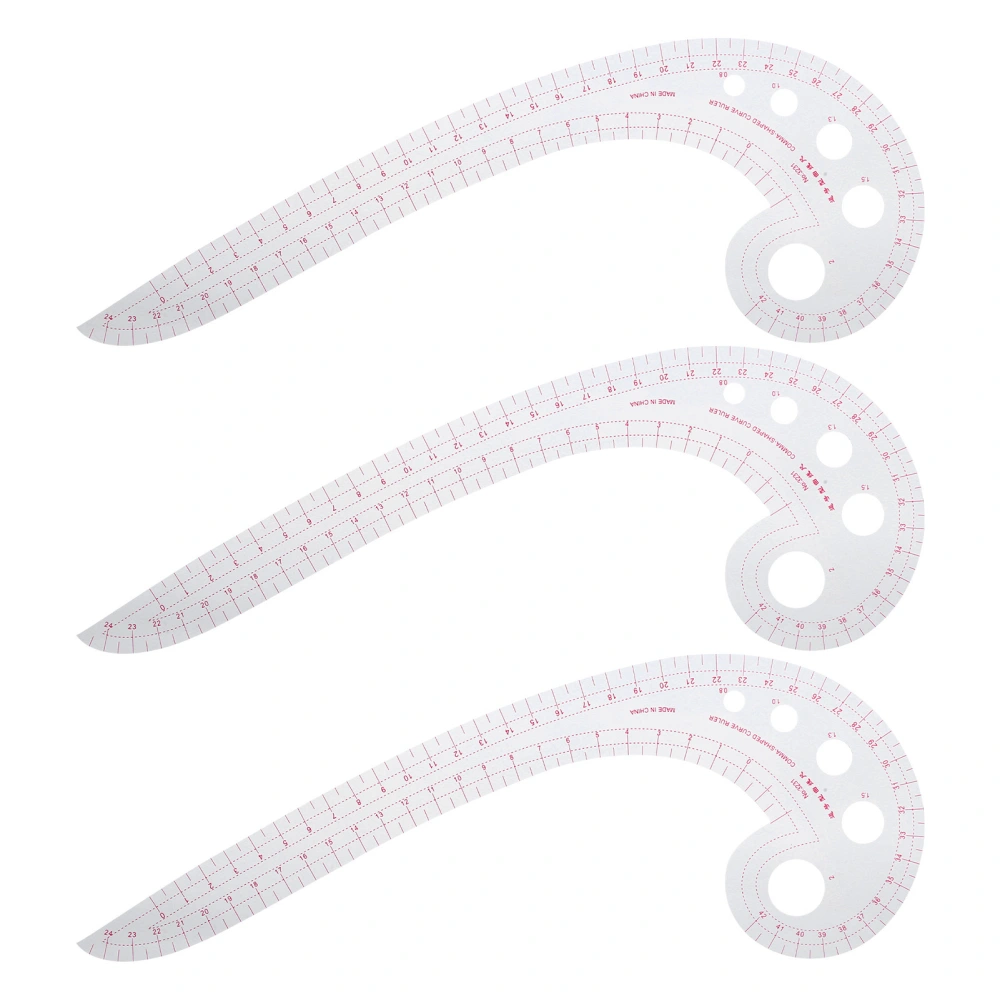 3Pcs Curve Shaped Ruler Multifunctional Clothing Grading Embroidery Sewing Supplies