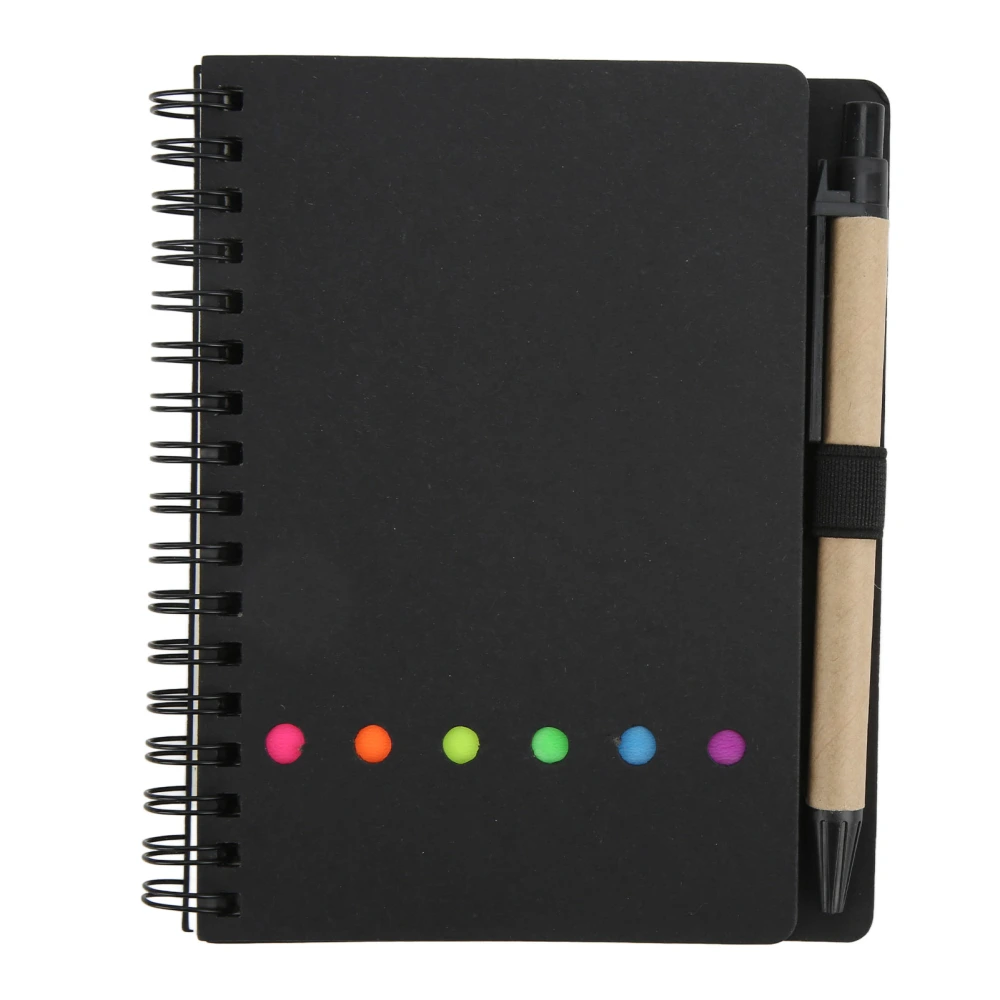 Notebook Portable Simple Double Coil Leather Notebook Student Notepad with Insert Pen Business Office StationeryBlack