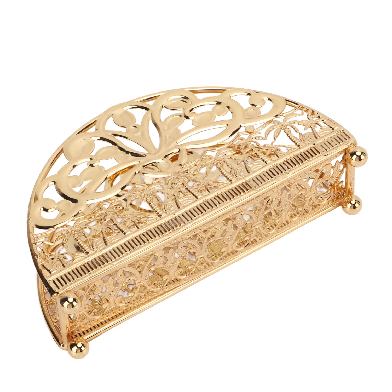 Napkin Holder Electroplating Hollow Iron Pattern Desktop Vertical Gold Metal Tissue Holder for Tables Kitchen Restaurant Bar