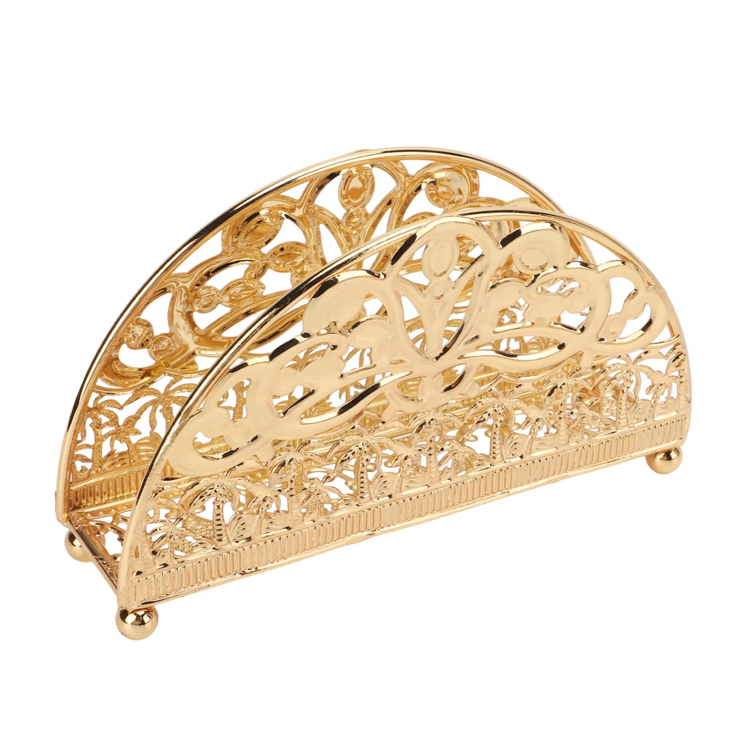Napkin Holder Electroplating Hollow Iron Pattern Desktop Vertical Gold Metal Tissue Holder for Tables Kitchen Restaurant Bar