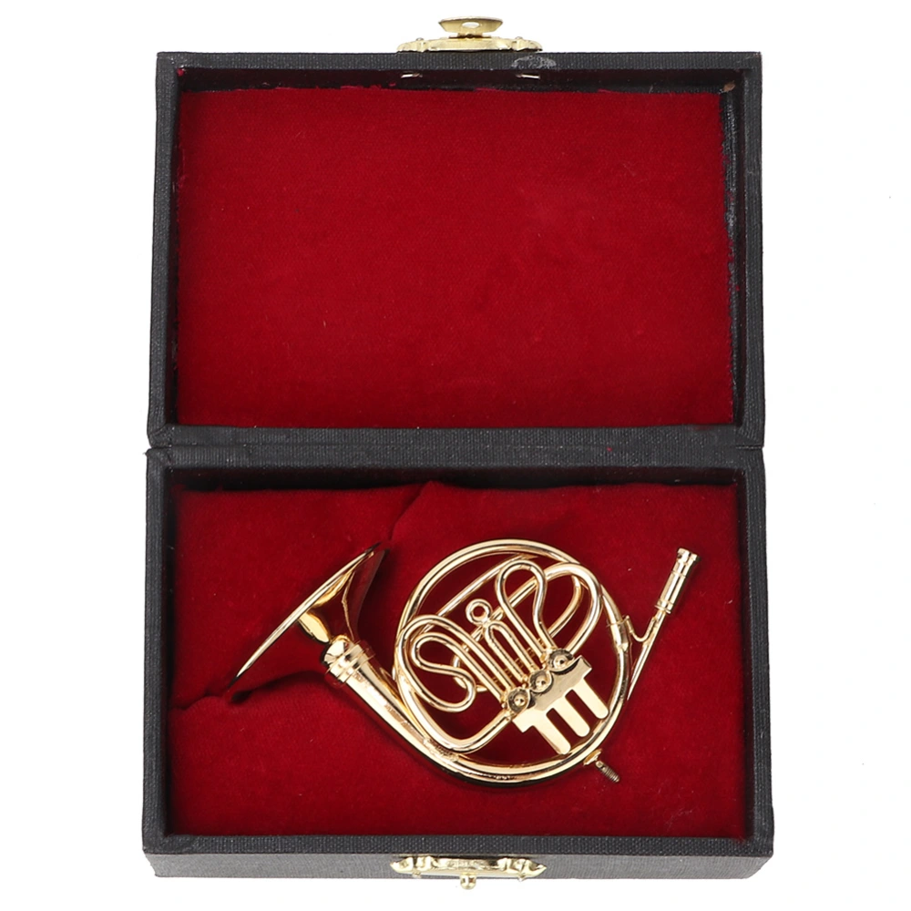 Miniature French Horn Delicated Golden Mini Instrument Ornament Decoration for Music Lover