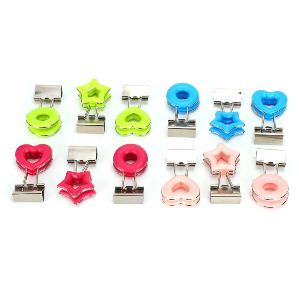 12Pcs Binder Clips Color Protable Long Tail Documents Stationary School Office Folder