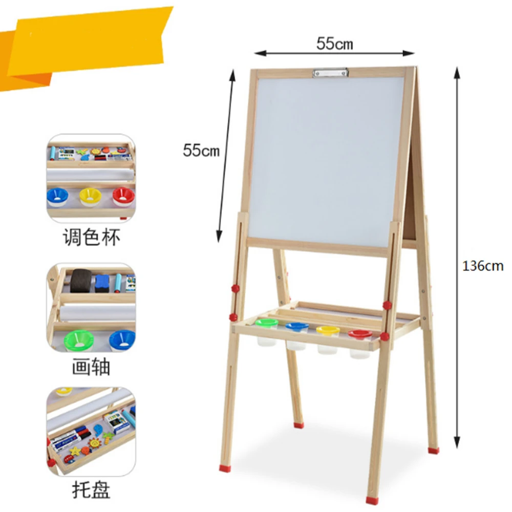 AllinOne Wooden Children Art Easel with Paper Roll and Accessories