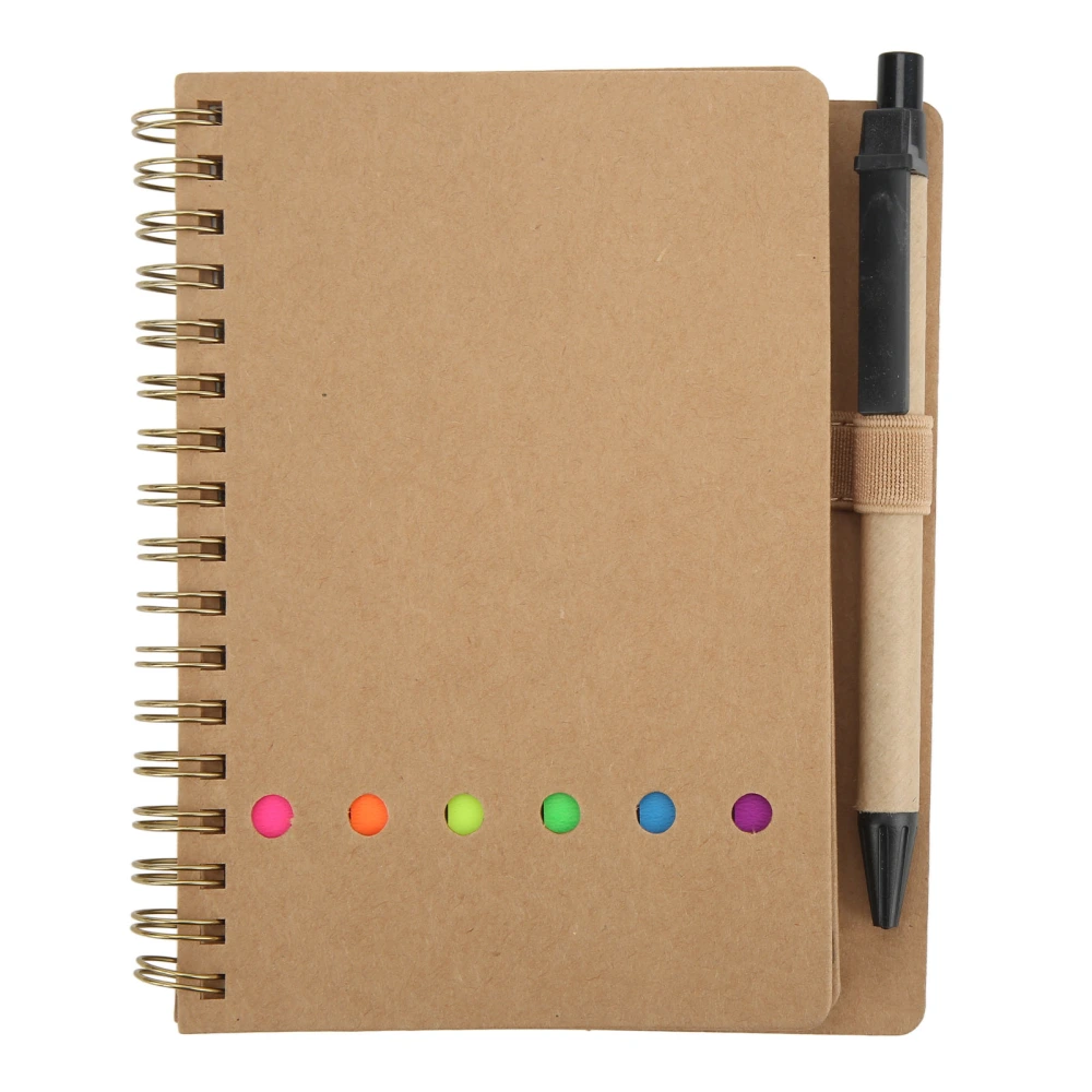 Notebook Portable Simple Double Coil Leather Notebook Student Notepad with Insert Pen Business Office StationeryBrown