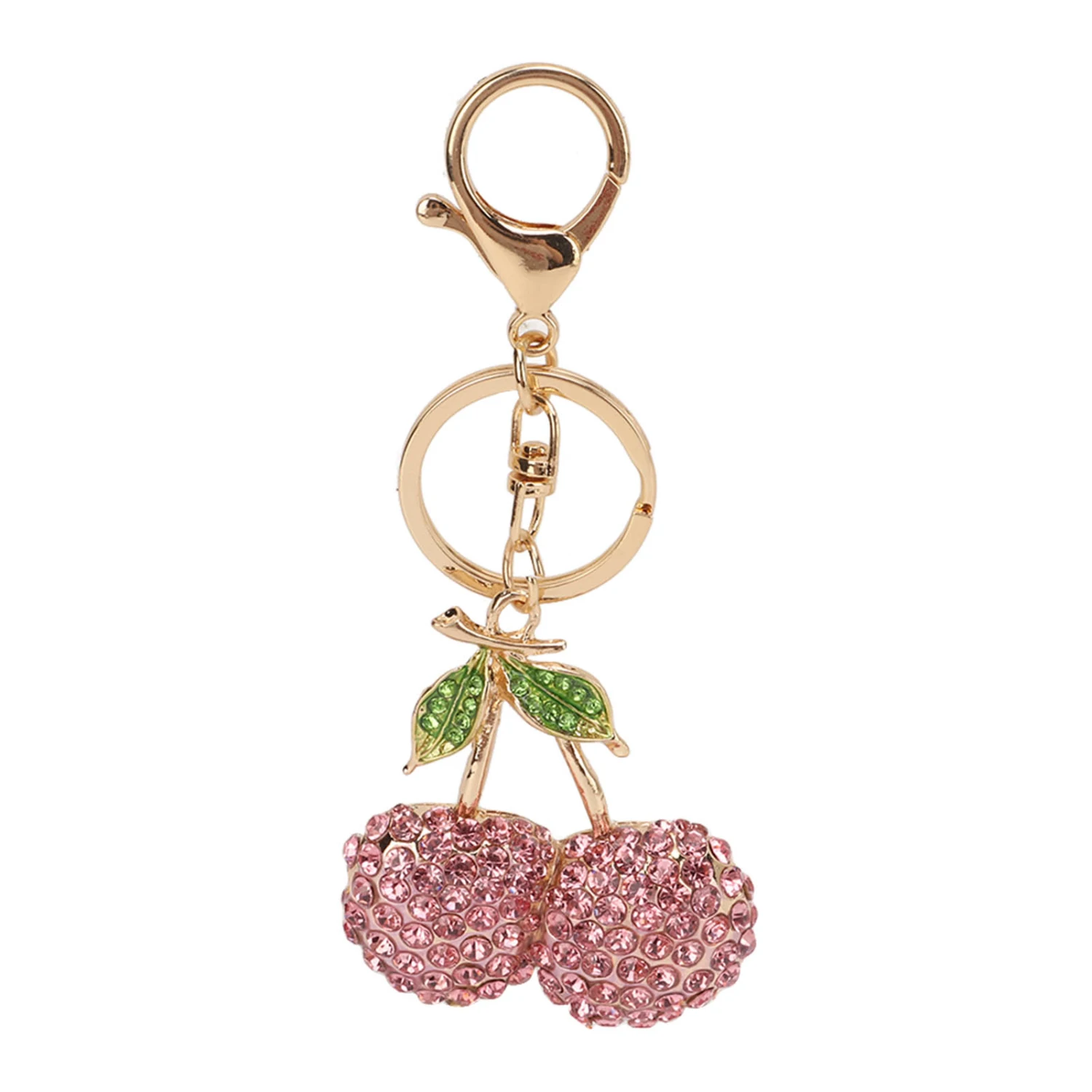 Cherry Keychain Cherry Shape Cute Fashion Car Keychain with Key Rings Hook Cute Keychain for Handbag Decor for Birthday Pink