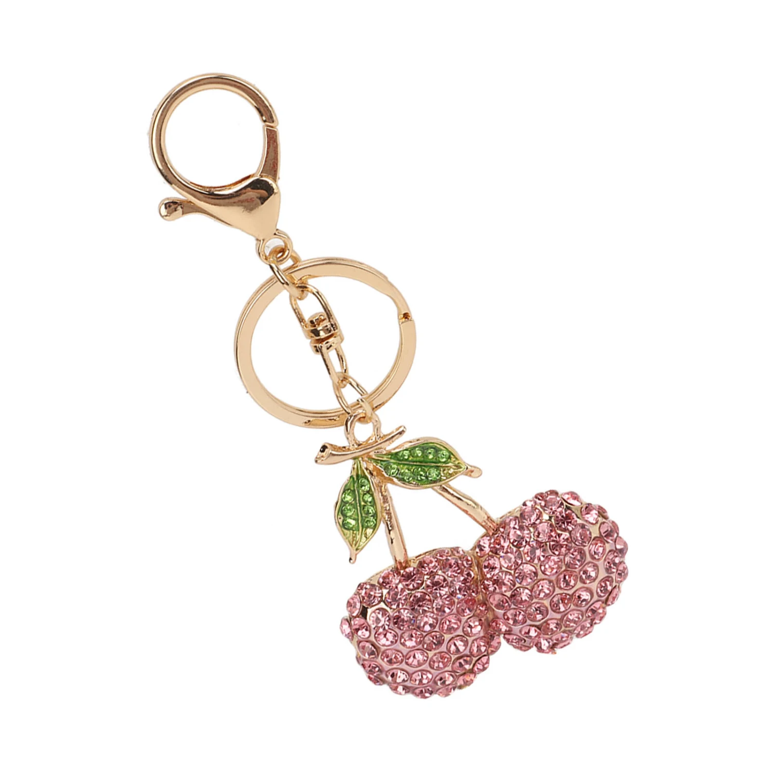 Cherry Keychain Cherry Shape Cute Fashion Car Keychain with Key Rings Hook Cute Keychain for Handbag Decor for Birthday Pink