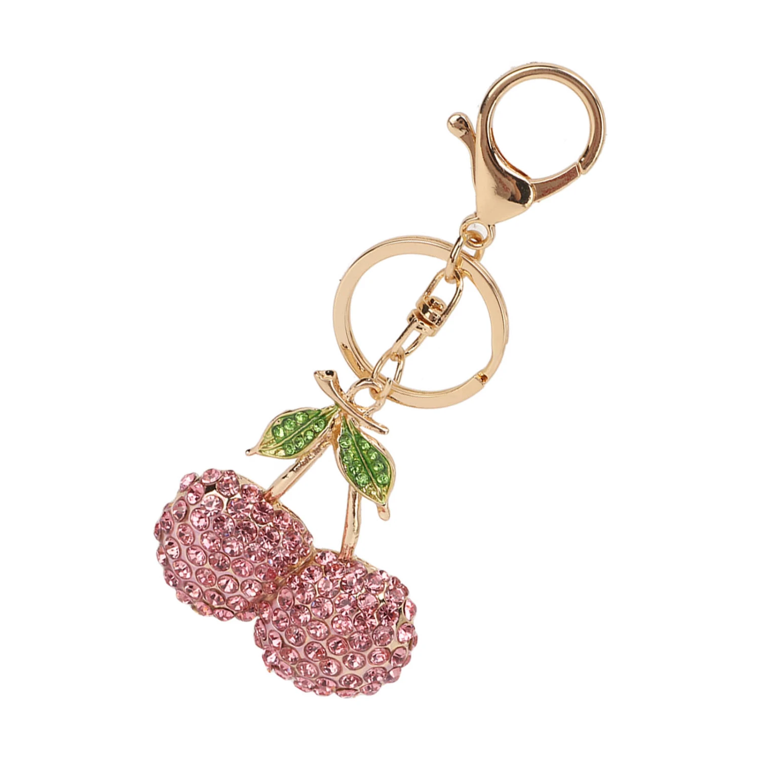 Cherry Keychain Cherry Shape Cute Fashion Car Keychain with Key Rings Hook Cute Keychain for Handbag Decor for Birthday Pink