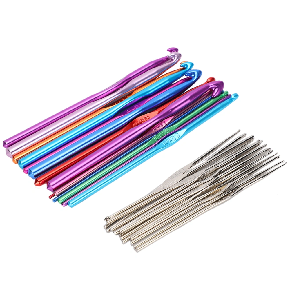 30Pcs Aluminum Crochet Hooks Multicolor Knitting DIY Craft Yarn Sewing Needle for Mom's Gift