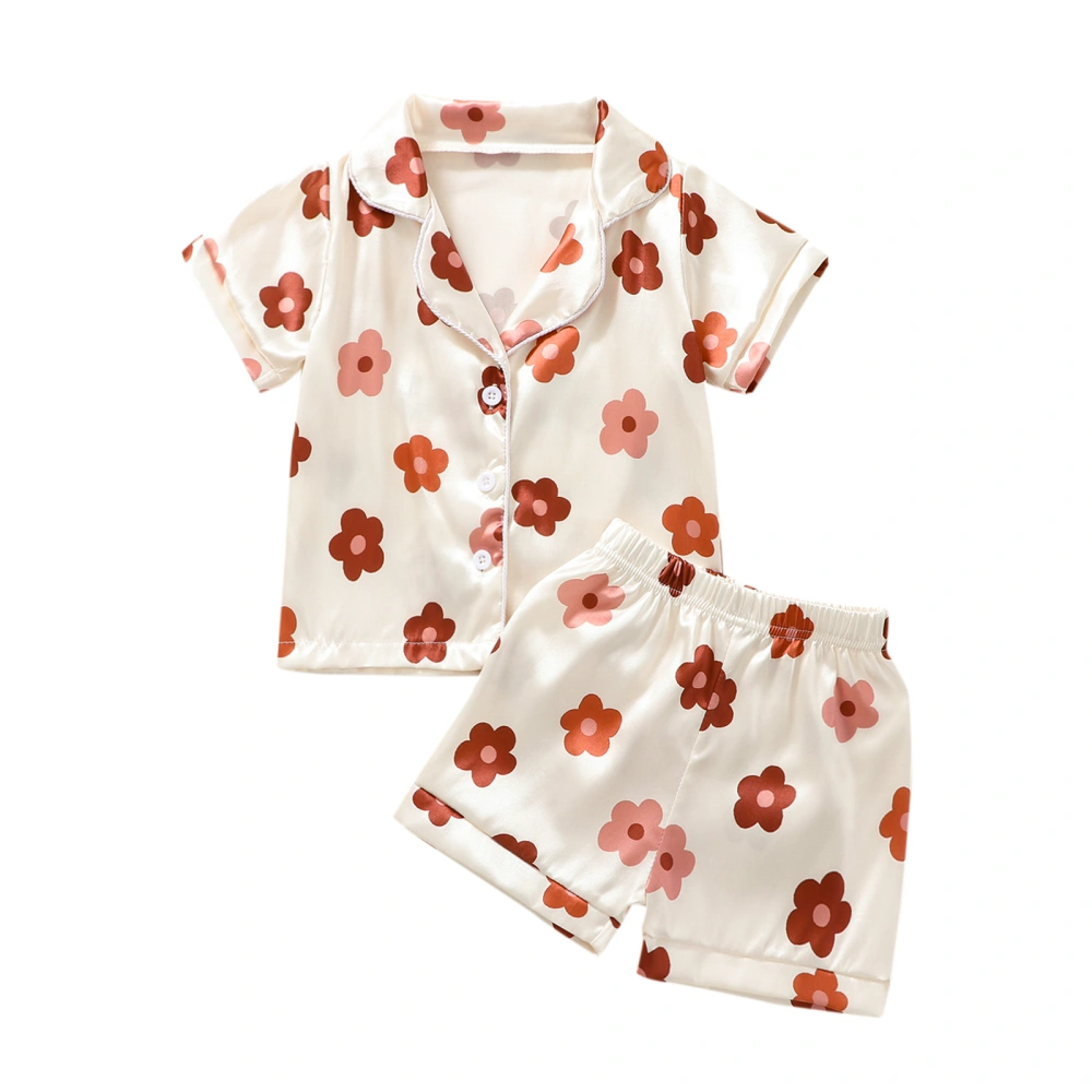 Kids Girls Pajamas Set, Flower Print Short Sleeve Tops with Shorts