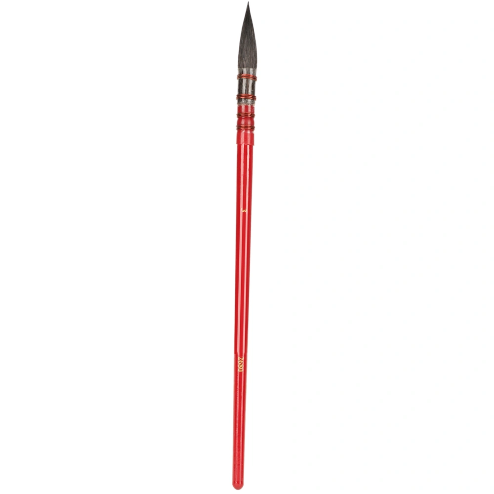 Watercolor Paint Brush Squirrel Hair Tip Red Handle Hand Tie Iron Circle Acrylic Artist SupplyRed No. 3