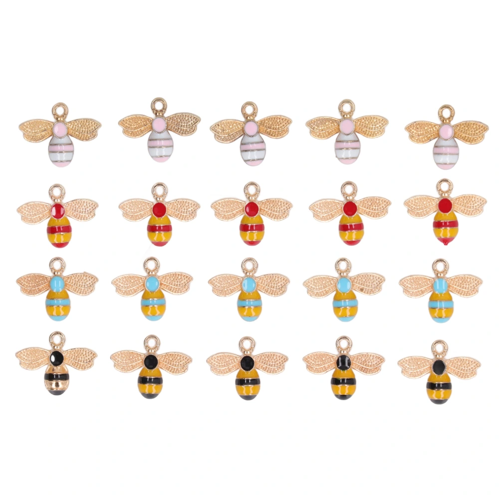 20pcs Bee Charm Pendants Portable Hand Made DIY Crystal Rhinestone Alloy Bee Pendant for Jewelry Necklace Earrings Making