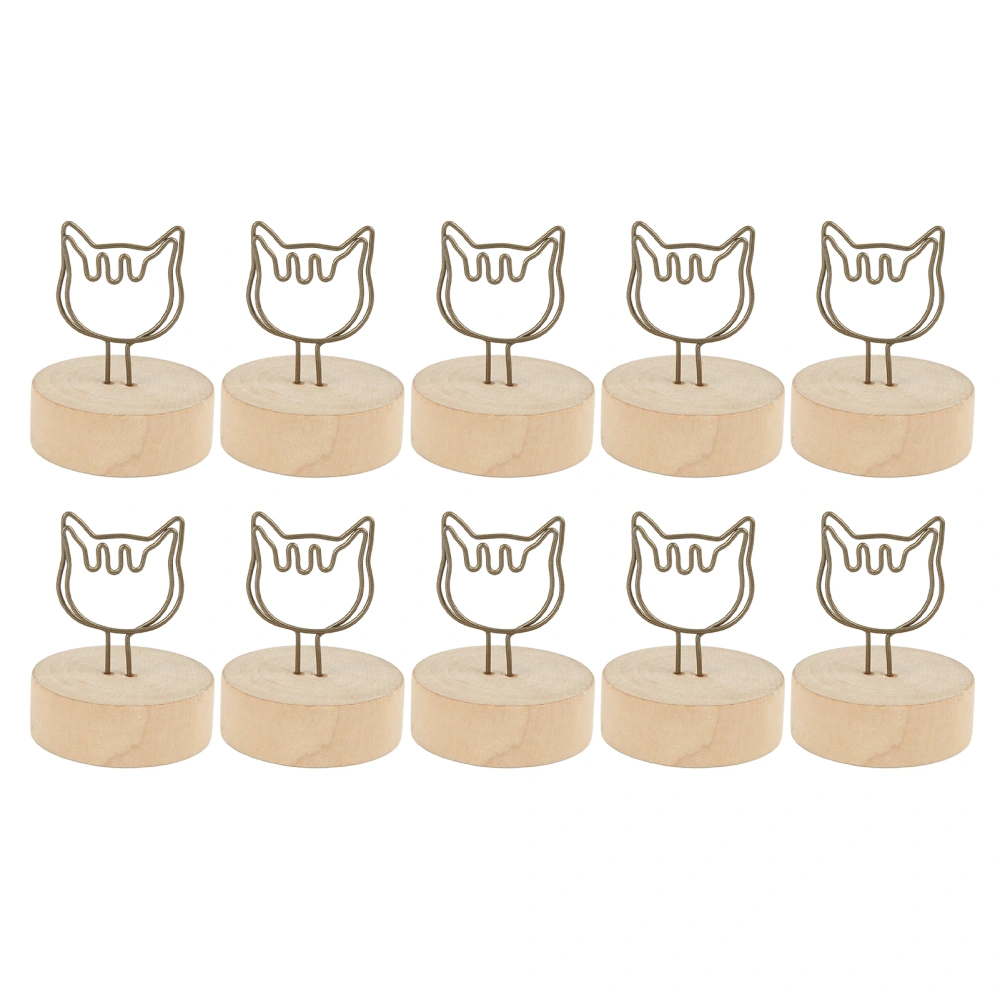 10PCS Table Number Holder Log Base Cat Shape Place Card Holder Simple Cute Vertical Type Name Card Clips for Table Decoration