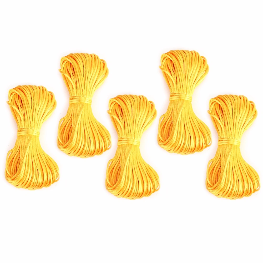 5 Pcs Braided Cord 2mm x 20yard Polyester Braid Rope for DIY Jewelry Making(Yellow)