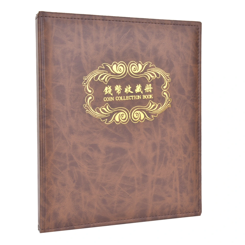 3 Hole Coin Album Paper Money Banknote Collection Book PU Leather Cover Collecting HolderBrown