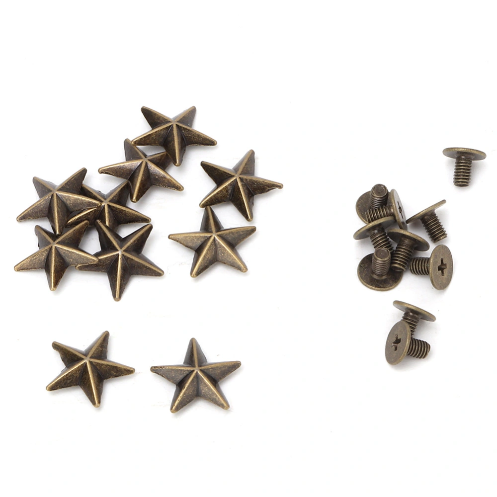 10pcs Metal Star Stud Rivet Spike Screw for Leathercraft Bags Shoes DIY Decoration(14mm bronze)