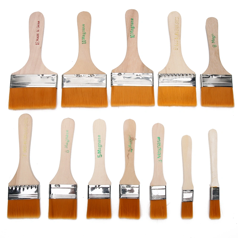 12Pcs Wooden Painting Brush Nylon Pine Dust Cleaning Watercolor Oil Painting Wall Paint Tool