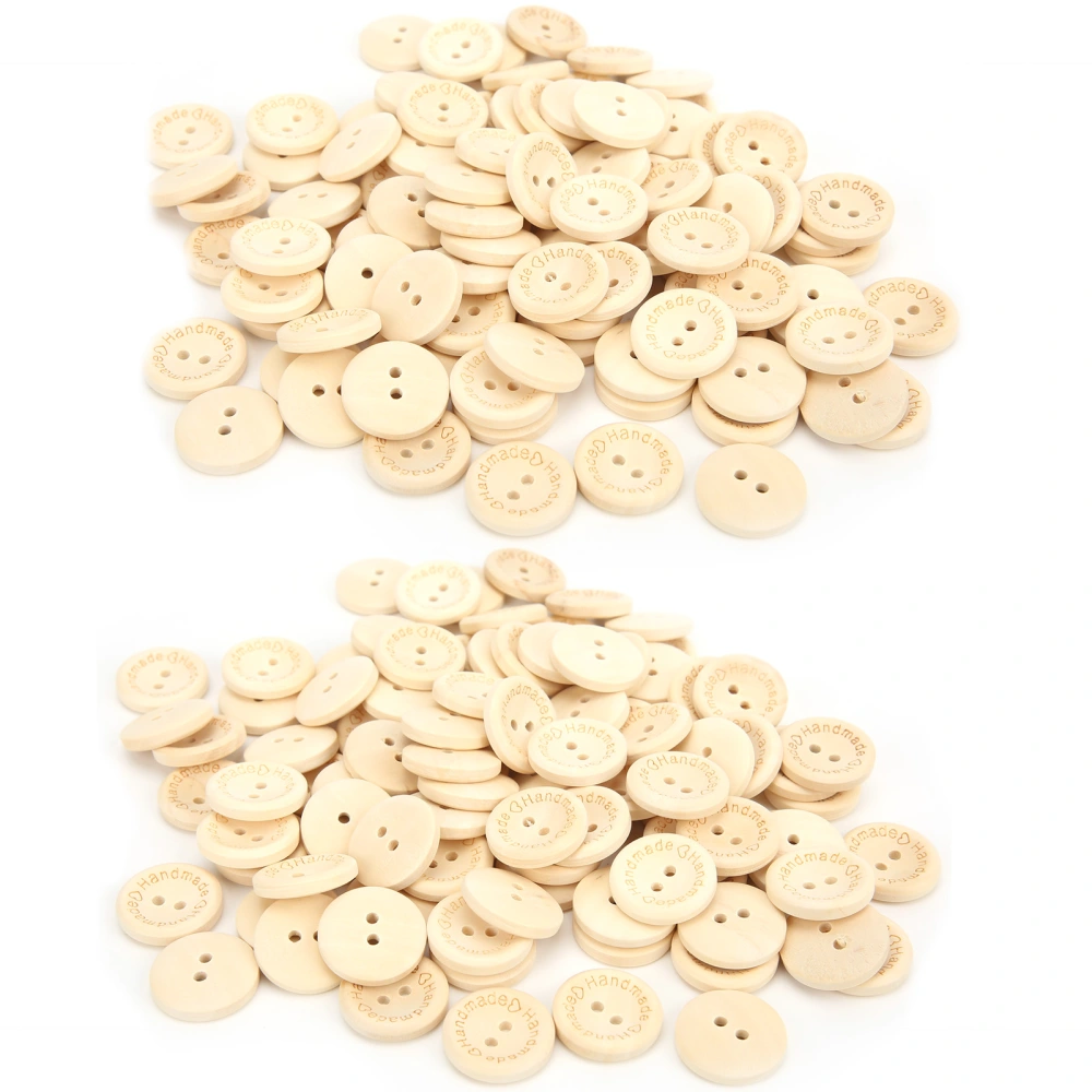 200Pcs Natural Wood Buttons Manual Sewing 2 Holes Buttons DIY Clothes Ornament Buttons 20mm