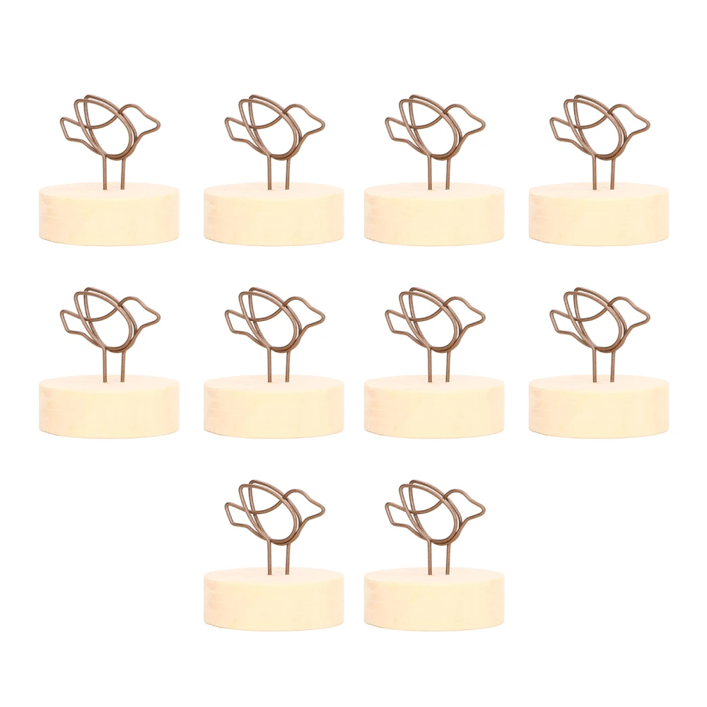 10pcs Card Stand Vertical Wood Round Base Bird Shaped Antique Clip Table Number Holder for Weddings Party