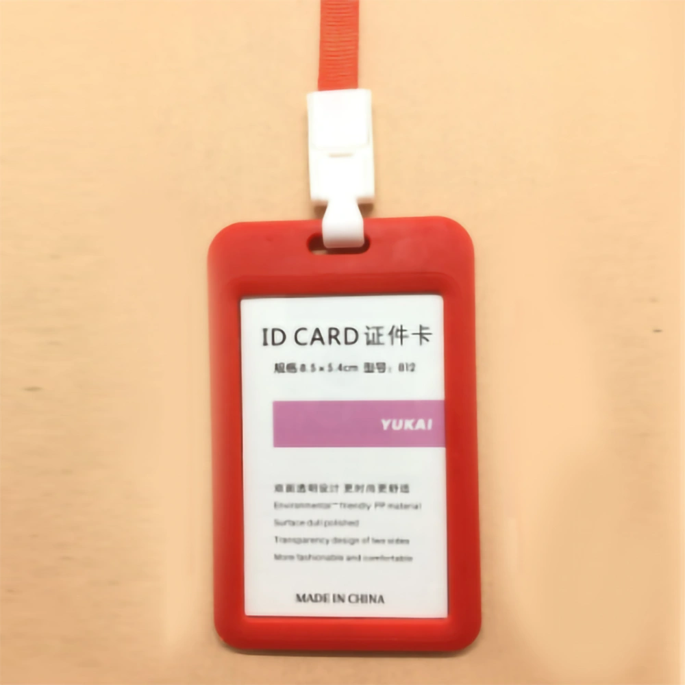 Employee Job Badge Double Sided Transparent Employee Work Card Student Card Badge Holder with LanyardRed