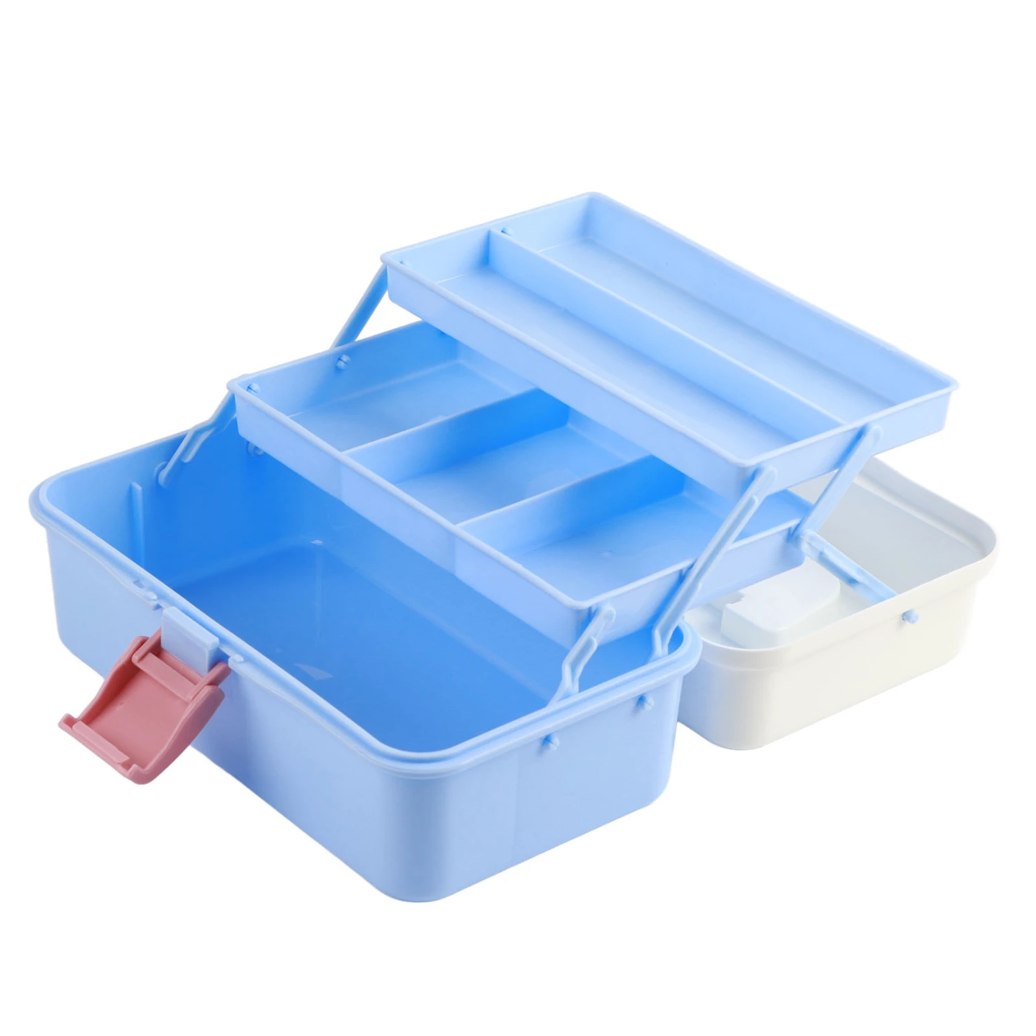Art Student Storage Box Thickened Large 3 Layer Home Organizing Plastic Storage Case 551 Small Size White Blue