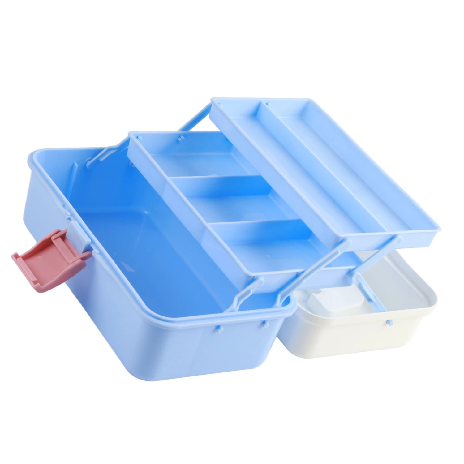 Art Student Storage Box Thickened Large 3 Layer Home Organizing Plastic Storage Case 551 Small Size White Blue