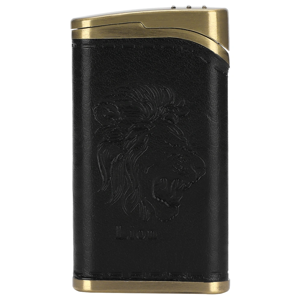 Windproof Electric Dual Arc Lighter Flameless Cigarette Lighter for Collector (Black Lion Head)